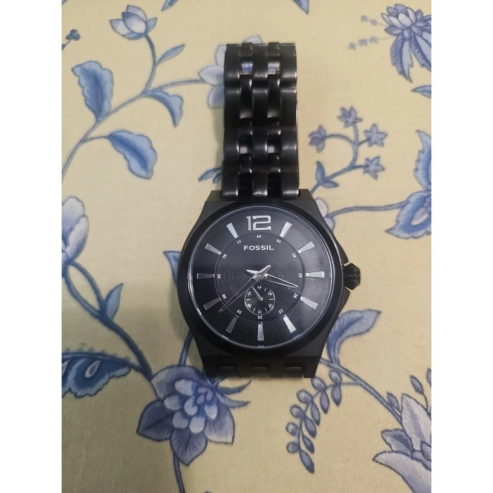 Large Fossil Arkitekt FS-4223 Men's Black Bracelet Watch Needs Battery